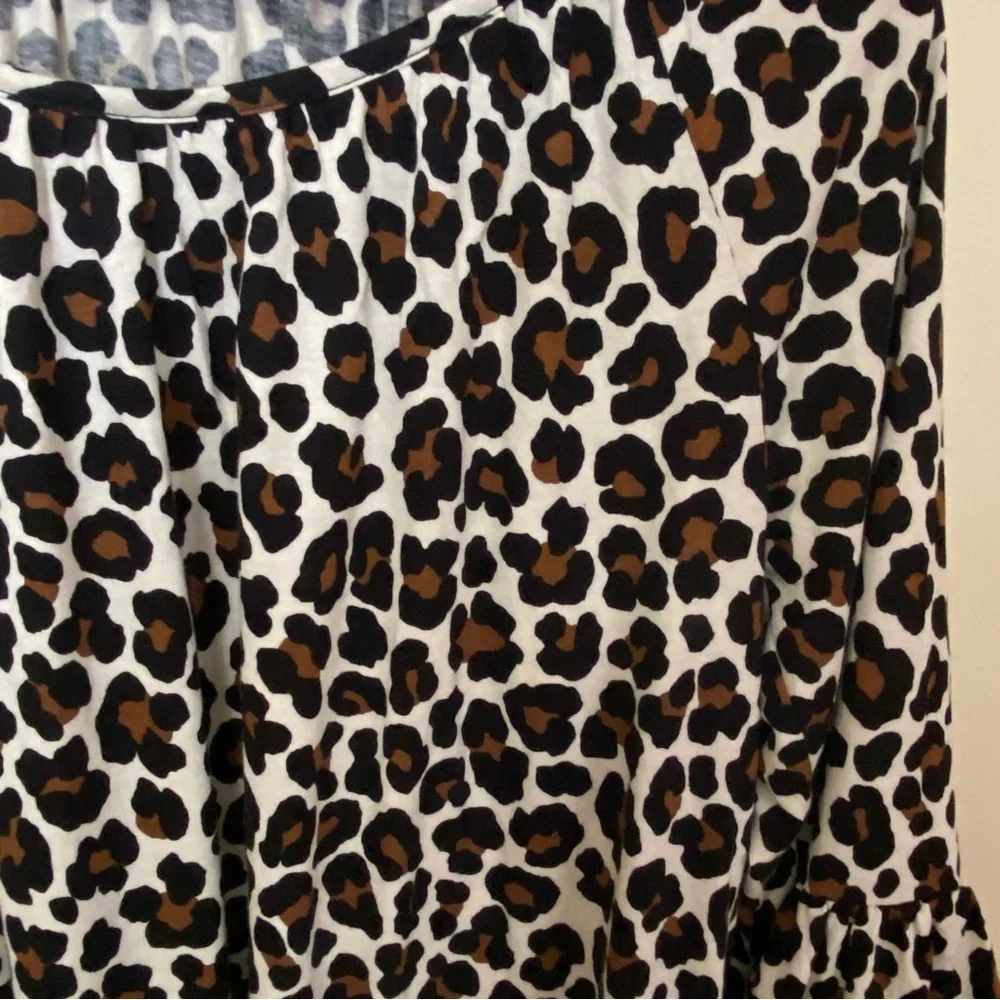 Michael Kors Leopard Print Ruffle Sleeve Blouse – Size M